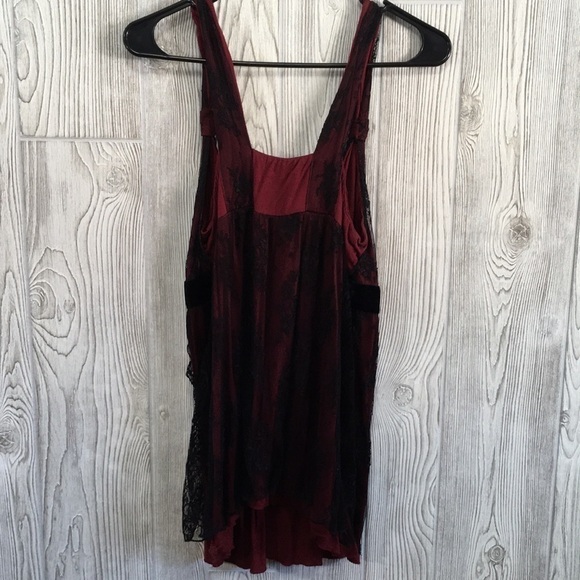 Y2K 𝅺Charlotte Russe Black & Red Sheer Layered Tank Large Juniors - Picture 5 of 9